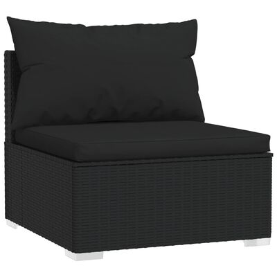 vidaXL 9-tlg. Garten-Lounge-Set mit Kissen Schwarz Poly Rattan