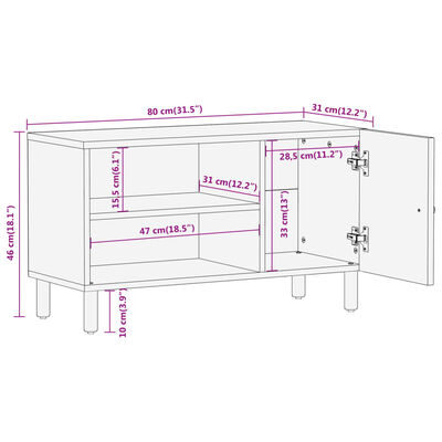 vidaXL TV-Schrank 80x31x46 cm Massivholz Mango