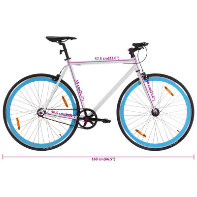 vidaXL Fahrrad mit Festem Gang Weiß und Blau 700c 55 cm