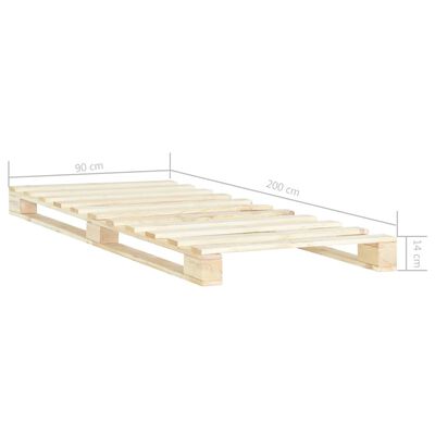 vidaXL Palettenbett Massivholz Kiefer 90×200 cm