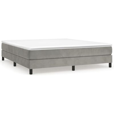 vidaXL Boxspringbett mit Matratze Hellgrau 160x200 cm Samt