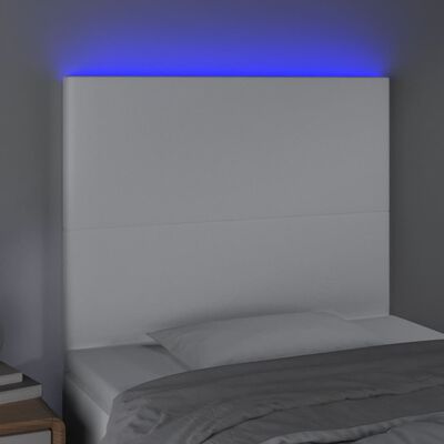 vidaXL LED Kopfteil Weiß 100x5x118/128 cm Kunstleder