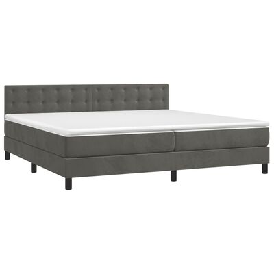 vidaXL Boxspringbett mit Matratze Dunkelgrau 200x200 cm Samt