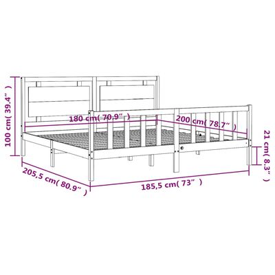 vidaXL Massivholzbett mit Kopfteil Weiß 180x200 cm