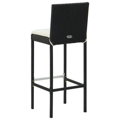 vidaXL Barhocker mit Kissen 6 Stk. Schwarz Poly Rattan