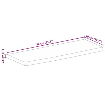 vidaXL Tischplatte 80x40x2,5 cm Baumkante Massivholz Raues Mangoholz