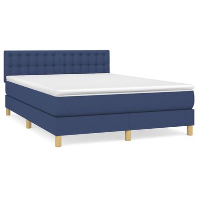 vidaXL Boxspringbett mit Matratze Blau 140x200 cm Stoff