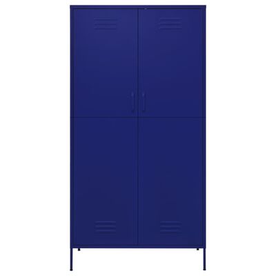 vidaXL Kleiderschrank Marineblau 90x50x180 cm Stahl