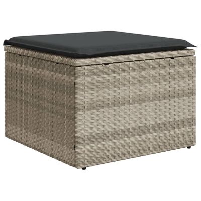 vidaXL 4-tlg. Garten-Sofagarnitur mit Kissen Hellgrau Poly Rattan