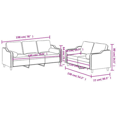 vidaXL 2-tlg. Sofagarnitur mit Kissen Braun Stoff