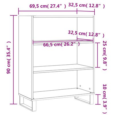 vidaXL Regalschrank Räuchereiche 69,5x32,5x90 cm Holzwerkstoff