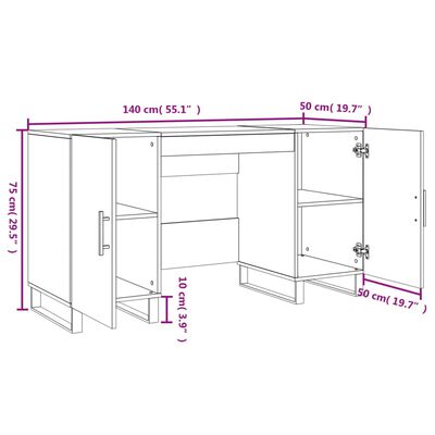 vidaXL Schreibtisch Braun Eichen-Optik 140x50x75 cm Holzwerkstoff