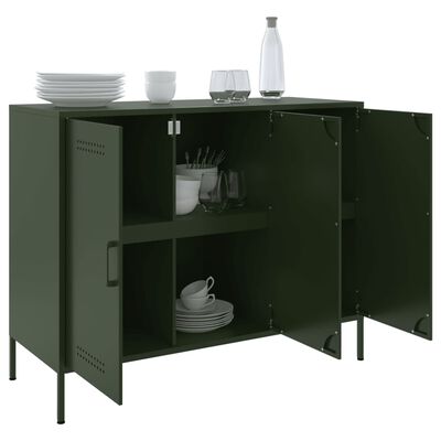 vidaXL Sideboard Olivgrün 100,5x39x79 cm Stahl