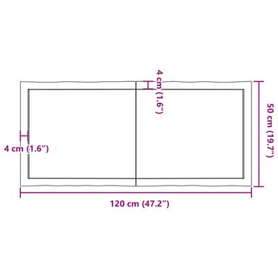 vidaXL Tischplatte 120x50x(2-4) cm Massivholz Unbehandelt Baumkante