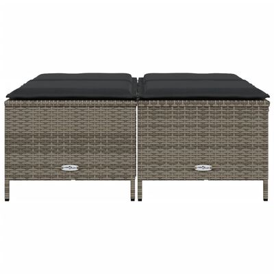 vidaXL Gartenhocker mit Kissen 4 Stk. Grau Poly Rattan