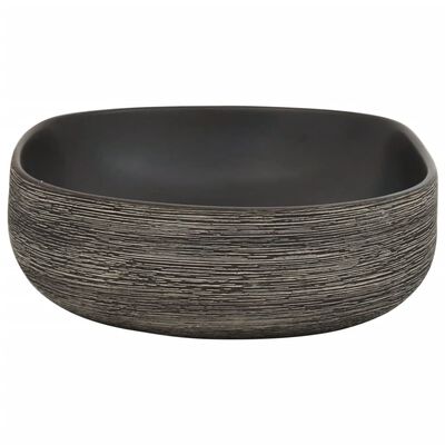 vidaXL Aufsatzwaschbecken Grau und Schwarz Oval 59x40x14 cm Keramik