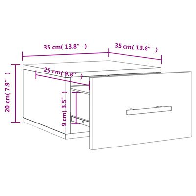 vidaXL Wand-Nachttisch Betongrau 35x35x20 cm