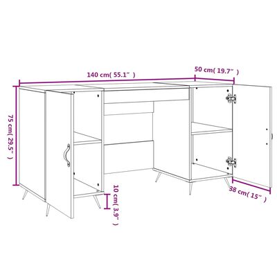 vidaXL Schreibtisch Hochglanz-Weiß 140x50x75 cm Holzwerkstoff