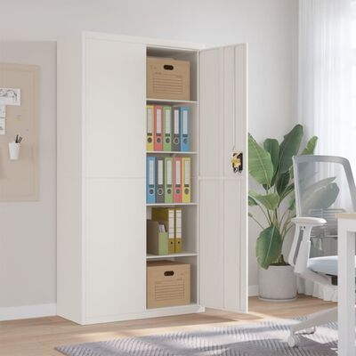 vidaXL Aktenschrank Weiß 90x40x180 cm Stahl