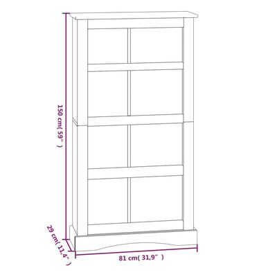 vidaXL Bücherschrank 4 Fächer Mexiko-Stil Kiefernholz Weiß 81x29x150cm