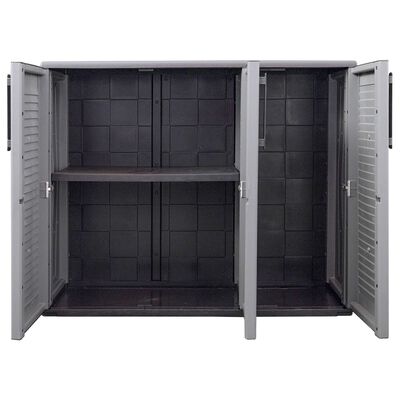 vidaXL Gartenschrank Grau und Schwarz 102x37x84 cm PP