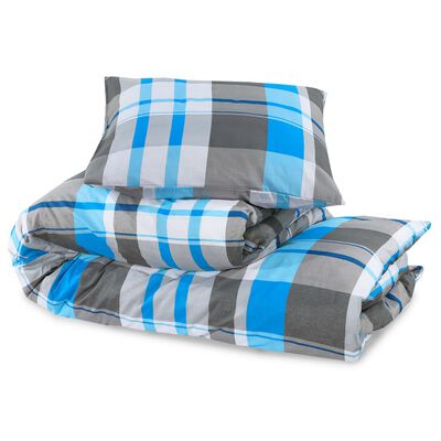 vidaXL Bettwäsche-Set Blau und Grau 200x200 cm Baumwolle