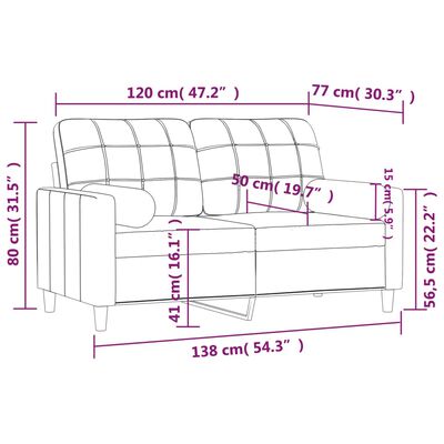 vidaXL 2-Sitzer-Sofa mit Zierkissen Schwarz 120 cm Stoff