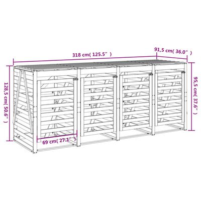 vidaXL Mülltonnenbox für 4 Tonnen Massivholz Kiefer