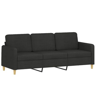 vidaXL 3-Sitzer-Sofa mit Hocker Schwarz 180 cm Stoff