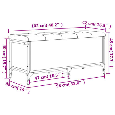 vidaXL Sitzbank mit Stauraum Grau Sonoma 102x42x45 cm Holzwerkstoff