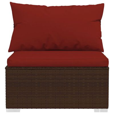 vidaXL 13-tlg. Garten-Lounge-Set mit Kissen Poly Rattan Braun