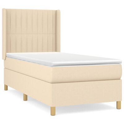 vidaXL Boxspringbett mit Matratze Creme 90x200 cm Stoff