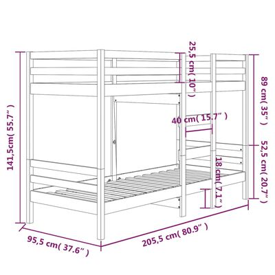 vidaXL Etagenbett ohne Matratze 90x200 cm Massivholz Kiefer