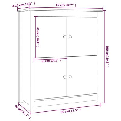 vidaXL Sideboard Weiß 83x41,5x100 cm Massivholz Kiefer