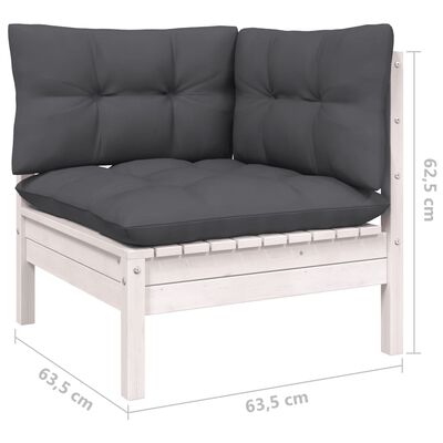 vidaXL 10-tlg. Garten-Lounge-Set mit Kissen Weiß Kiefernholz