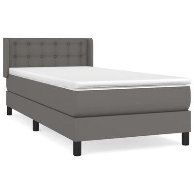 vidaXL Boxspringbett mit Matratze Grau 90x200 cm Kunstleder