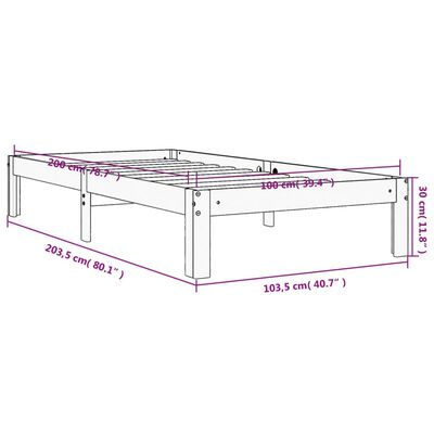 vidaXL Massivholzbett ohne Matratze Wachsbraun 100x200 Kiefernholz