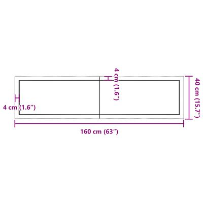 vidaXL Tischplatte 160x40x(2-4) cm Massivholz Unbehandelt Baumkante