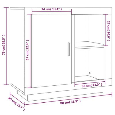 vidaXL Sideboard Braun Eichen-Optik 80x40x75 cm