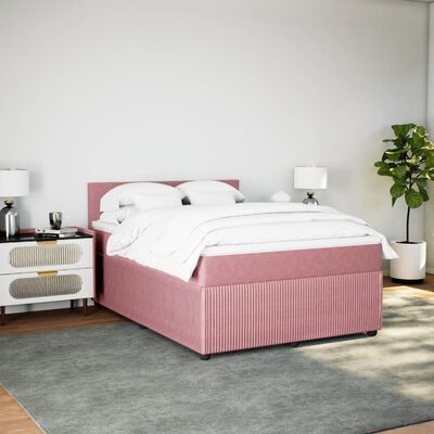 vidaXL Boxspringbett mit Matratze Rosa 140x200 cm Samt