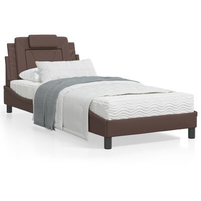 vidaXL Bett mit Matratze Braun 80x200 cm Kunstleder