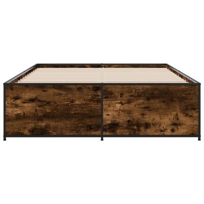 vidaXL Bettgestell Räuchereiche 140x190 cm Holzwerkstoff und Metall