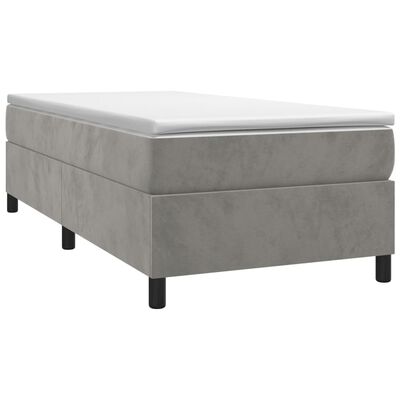 vidaXL Boxspringbett mit Matratze Hellgrau 90x190 cm Samt