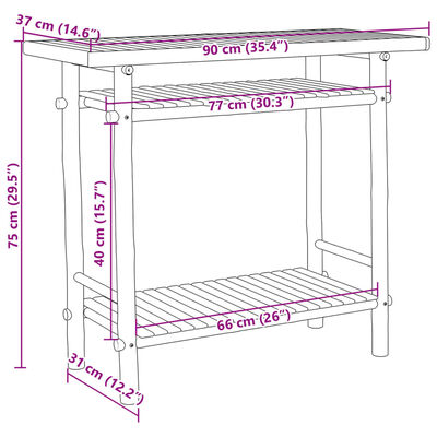 vidaXL Konsolentisch 90x37x75 cm Bambus