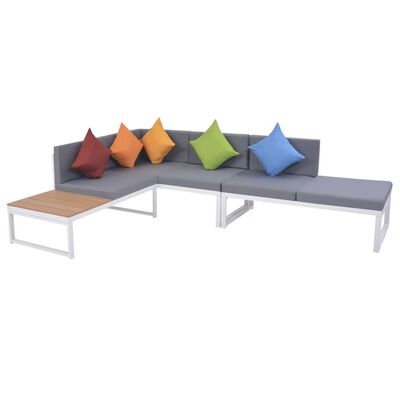 vidaXL 5-tlg. Garten-Lounge-Set mit Auflagen Aluminium und WPC