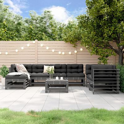 vidaXL 8-tlg. Garten-Lounge-Set Grau Massivholz Kiefer