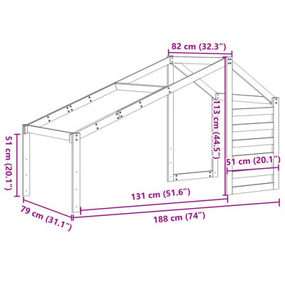 vidaXL Dach für Kinderbett 188x82x113 cm Massivholz Kiefer