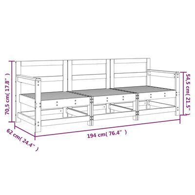 vidaXL 3-tlg. Garten-Lounge-Set Weiß Massivholz Kiefer