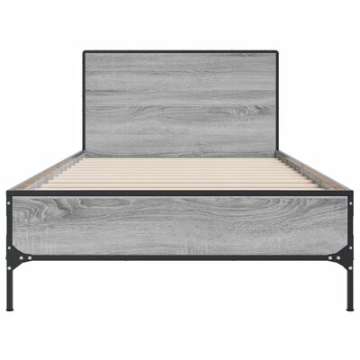 vidaXL Bettgestell Grau Sonoma 75x190 cm Holzwerkstoff und Metall