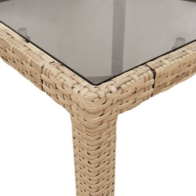 vidaXL Gartentisch mit Glasplatte Beige 150x90x75 cm Poly Rattan